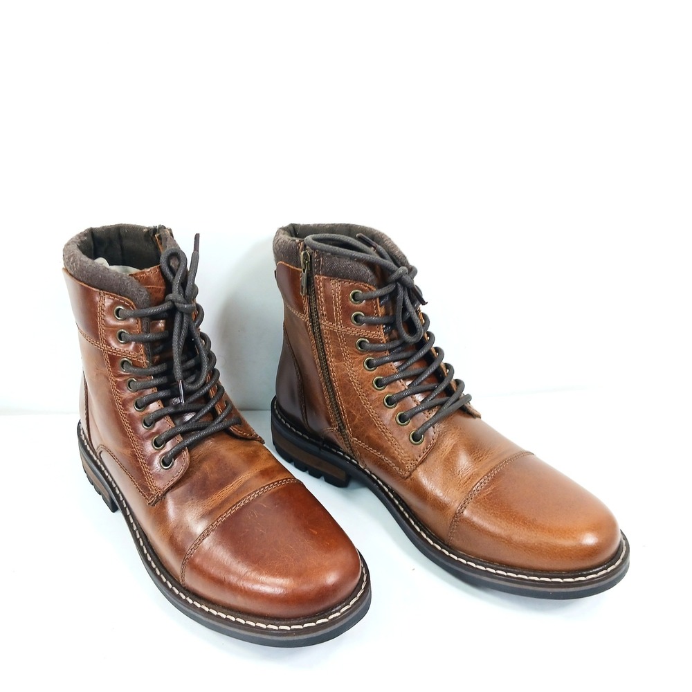 Franco Fortini Mens Superior Leather Lace Up Cap Toe Boots Brown 354093 Size 10